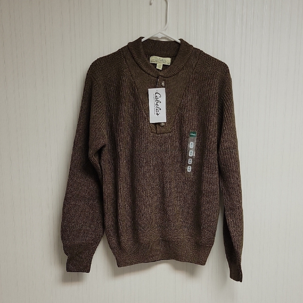 Cabela's Brown Crewneck Sweater men's Sz Medium. New outdoor Grandpa